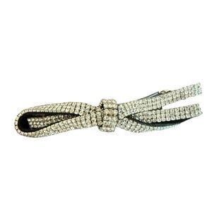 Silver Bow Hair Clip – Rhinestone Crystal Sparkly Barrette